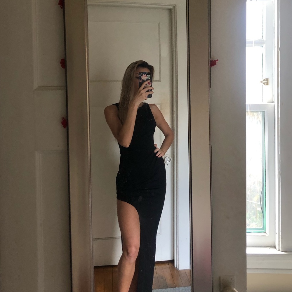 Black slit maxi dress